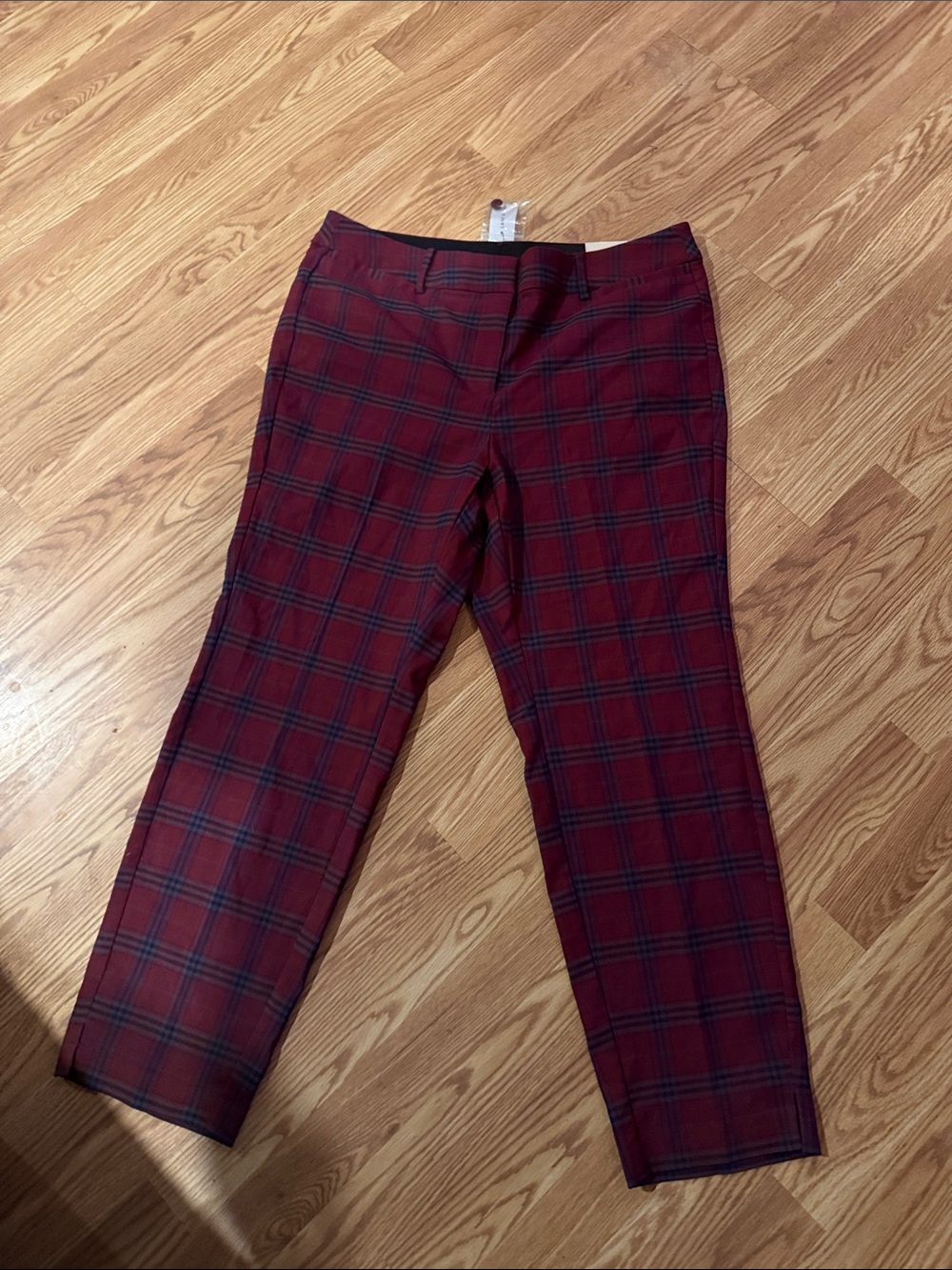 Lane Bryant Burgundy Plaid Slim Ankle Pants